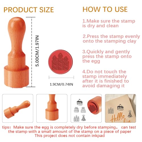 AHANDMAKER 5 Styles Mini Birthday Party Wooden Rubber Stamp, Small Cake/Gift/Party Hat/Candle Patterns Stamps for DIY Making Scrapbooking Card Stamping Pottery Clay Crafting - style: Birthday Party