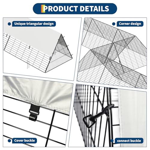 GarveeLife Metal Chicken Tunnel with Waterproof & Anti-UV Cover, Chicken Run for Yard, Outdoor Backyard Farm, Portable Chicken Coop for Hens, Ducks, Rabbits, 287x78.7x24.2 inch - size: 40.9"L x 29.7"W x 3.7"H