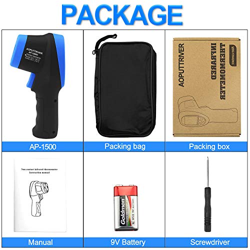 High Temp Thermometer Gun -58°F~2732°F Dual Laser Industrial Pyrometer | Color LCD Backlight,Digital IR Temperature Gun 30:1 Adjustable emissivity 0.1-1.0. Hi/Lo Temp Alarm. Flashlight. - color: Colorful LCD AP-1500C