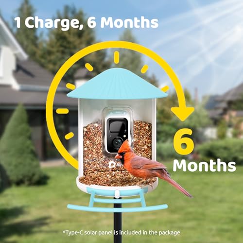 NETVUE Birdfy® Hummee Smart Hummingbird Feeder with Camera, Auto Capture Bird Videos & Birdwatching Up-Close, 2 in 1 Feeders Attract More Hummingbirds, Ideal Present for Bird Lover - color: Blue, style: Hummee
