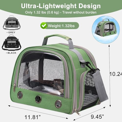 Bird Carrier, Lightweight Breathable Bird Backpack, Portable Wild Bird Carrier with Standing Perch for Parrot Travel Vet Visit (Black)