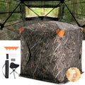 VEVOR Hunting Blind，See Through Ground Blinds with Carrying Bag, 360 Degree Portable Camouflage Tent，Durable Concealed Shelter with Silent Side Door and Window, for Turkey and Deer - size: 2-3 Person（270°See Through ）