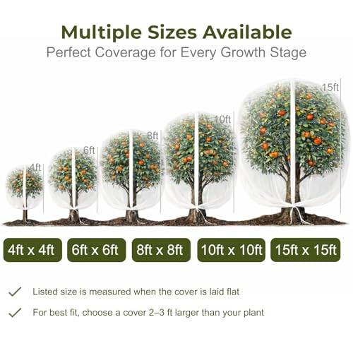 Fruit Tree Netting Cover with Zipper & Drawstring, 2 Packs 10ft x 10ft Insect Bird Barrier Netting for Garden Protection, Ultra Fine Mesh Garden Netting Pest Barrier, Extra Large - size: 10 x 10 ft(2 Packs)