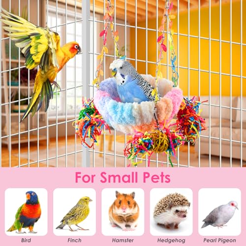 KATUMO Budgies Nest, Conure Snuggle Bed Bird Swing Bed Parrotlet Breeding Nest Finches Nest for Small Animals, Size Small - color: Pink, size: 5.5"L x 5.5"W x 3.0"Th