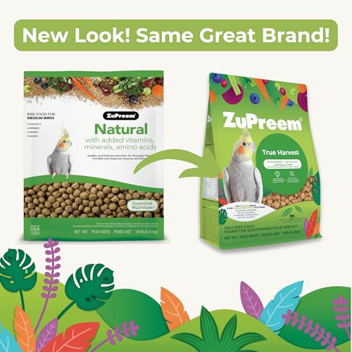 ZuPreem True Harvest Cockatiel & Conure Food, Uniform Bird Food, M, 10 lb | Bird Food Pellets, ZuPreem Natural Pellets, Cockatiels, Conures, Lovebirds, Quakers, Lorikeets, Medium Large Birds, USA - size: 10 Pound (Pack of 1)