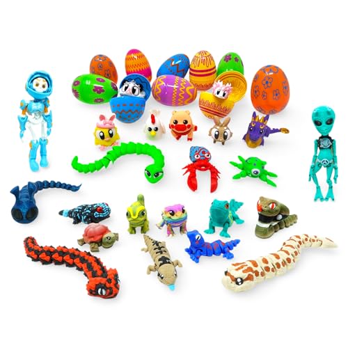 Easter Egg Surprise 10 Pack – Prefilled Pastel Eggs with Poseable Articulated Creatures, Easter Basket Stuffers, Egg Hunt Fillers, Mini Animal Figurine Collection