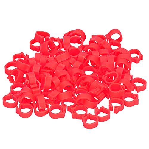 Omabeta Pigeons Foot Ring, Durable Plastic Easy-to-Install Compact Design, Identification Leg Rings, for Pigeon Identification, Red, 8mm, 100 Pieces - color: Red
