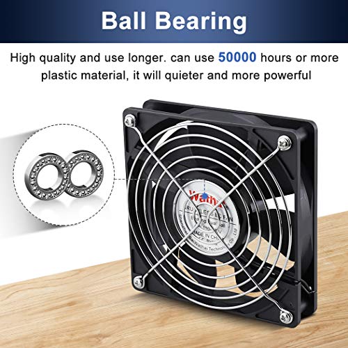 Wathai EC 120mm x 25mm AC Axial Small Exhaust Fan 110V 120V Dual Ball | 4 Inch ventilation Fan 110V - 240V Axial 1225 120v AC 120mm x 25mm Low Speed for DIY Cooling Ventilation Exhaust Projects - style: 120x25mm
