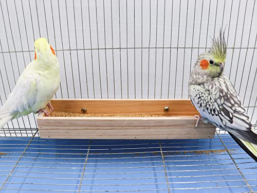 Bird Feeding Cups, Natural Wooden Parrot Perch Stand, Birds Food Dish, Parakeets Feeder Bowl, Cage Accessories for Small Animals Rat Hamster Guinea Pig Chinchillas Budgies Cockatiels Love Birds - size: 11.8 × 3.1 Inch
