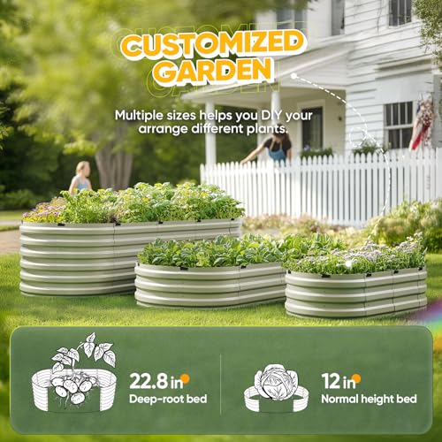 King Bird Raised Garden Bed Kit 10-Minute Assembly 47x24x12 in | Galvanized Planter Box Outdoor for Gardening, Vegetables, Flowers, Olive Green - color: Olive Green, size: 47X24X12 in