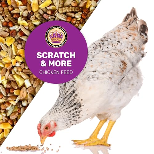 Scratch & More Chicken Feed - Enriched 5-Grain Mix with Mealworms & Fish Oil
