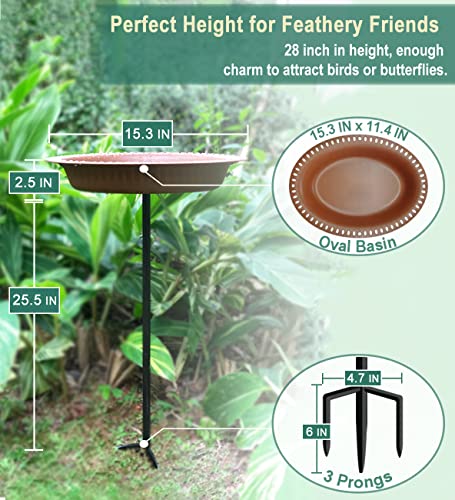28 inch Lightweight Birdbaths Antique Decoration Detachable Birdfeeder & Bird Bath for Outdoor Garden, Oblong Chocolate - color: Chocolate, size: ¾ gal