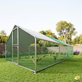 Large Walk in Chicken Run Metal Chicken Coops with Split-Door 10×20 FT | Outdoor Cage Peak Hen House for 20-30 Chickens, With Waterproof Hardware Cloth Cover,Spire Roof Hen House with Security Lock - size: 228.0"L x 119.0"W x 79.0"H