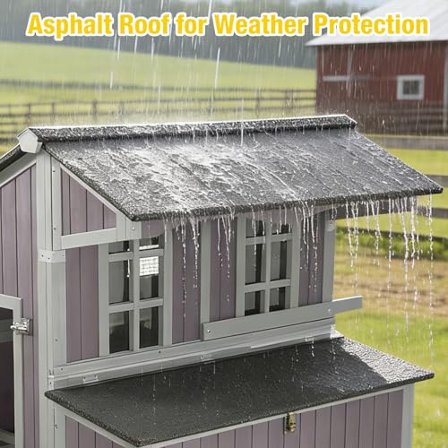Extra Large Chicken Coop for 4-6 Hens, Mobile Hen House with 8.1" All-Terrain Wheels, Outdoor Poultry Cage with Strong Iron Frame, 3 Nesting Boxes & 3 Perches for Easy Backyard Farm - color: Grey, size: 37.6"L x 48.6"W x 51.2"H