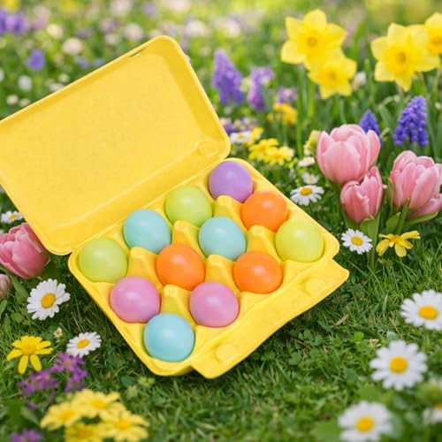 Zubebe 200 Pcs Paper Pulp Egg Cartons, 3 x 4 Style, Multi-functional, Sturdy, Degradable, Cardboard Material, Ideal for Family, Farms, Markets, Storing, Transporting, Selling (Colorful) - color: Colorful