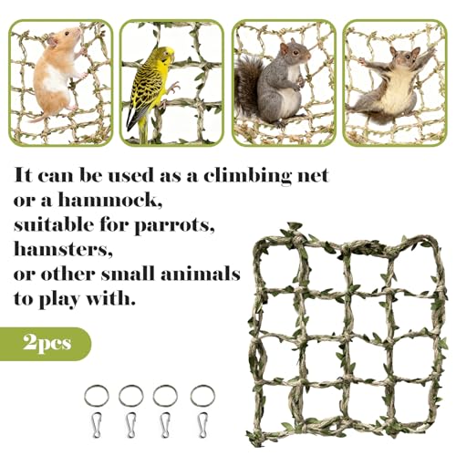 2 Packs Pet Bird Climbing Rope Net Small Animal Rope Net Bird Climbing Net for Rats Parakeet Cockatiel Cockatoo Conure African (L 23.62 * 23.62inch) - size: L