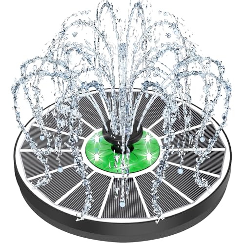 Yzert Glass Solar Fountain Floating 3.5W 2200mAh, White LED, Bird Bath | Solar Water Fountain Pump, 4 Fixers & 7 Nozzles for Outdoor,Patio, Garden Decor, Pond,Hummingbird - color: White Panel White Lights