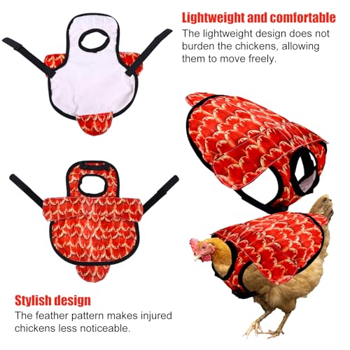 Chicken Saddles for Hens, Chicken Apron Back Protector Hen Mating Saddle Back Cover with Adjustable Shoulder Straps for Hens Pecking & Mating Protection (Red)