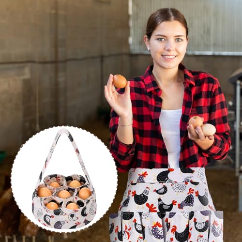 15 Pouches Chicken Egg Apron 7 Pouch Chicken Egg Basket | Women Apron For Collecting Fruit Duck And Goose Eggs Storage Bag For Christmas Autumn Gift Home Farms Decor Sturdy Canvas - style: Stylish
