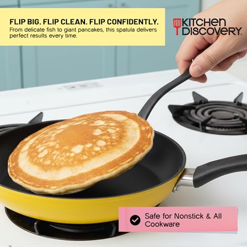 Flexible Extra Wide Spatula – Kitchen Discovery – 7 Inch Wide Egg Flipper Pancake Turner for Fried Eggs, Pancakes, Omelets, and Fish – Cooking Nylon Spatula for Nonstick Cookware