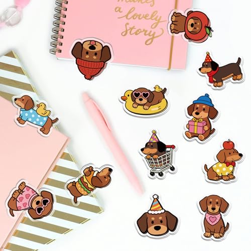 MAYJOYDIY 24Pcs 12 Styles Dachshund Animal Acrylic Chip Clips Dog with Apple Party Hat Heart Sunglasses Bag Sealer Sealing Closures Cute Duck Float Scarf Bag Clips for Food Storage Airtight Seal Grip - style: Dog