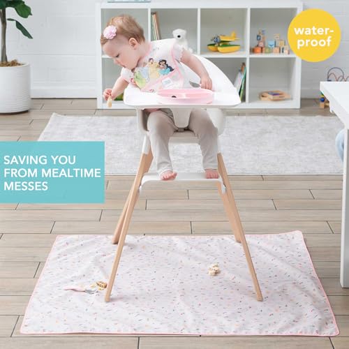 Bumkins Disney Baby Splat Mat for Under High Chair, Babies Toddlers Eating Mess Mat, Waterproof Reusable Cloth for Arts and Crafts, Playtime Mat for Kids, Floor or Table 42inx42in, Princess Magic Pink - color: D2 Princess Magic