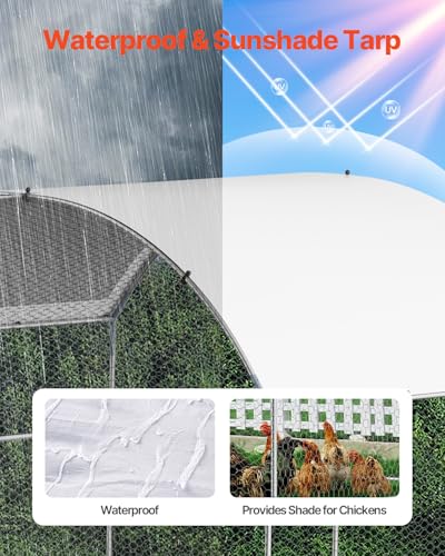 VEVOR Large Metal Chicken Coop with Run, 13.1 x 9.8 x 6.5 ft Walkin Chicken Coop for Yard with Waterproof Cover, Dome Roof Large Poultry Cage for Hen House, Duck Coop and Rabbit Run - size: 157.5"L x 118.1"W x 78.7"H
