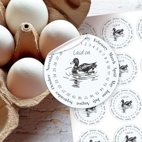 320 Pcs Duck Egg Laid on Stickers, 2 Inch Round Farm Fresh Eggs Sticker Round Eggs Stickers PET Adhesive Egg Packaging Sticker for Box Container Carton Farm Supplies - color: Duck Eggs