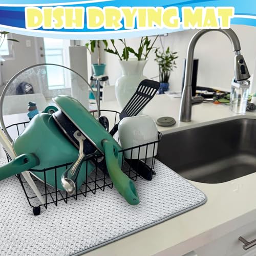 3 Pack Microfiber Dish Drying Mat,24 x 17 inch Super Absorbent Drying Pad,Large Size Dish Drying Mat for Countertops,Sinks,Draining Racks,Gray - size: 3 PCS 24 x 17 inch