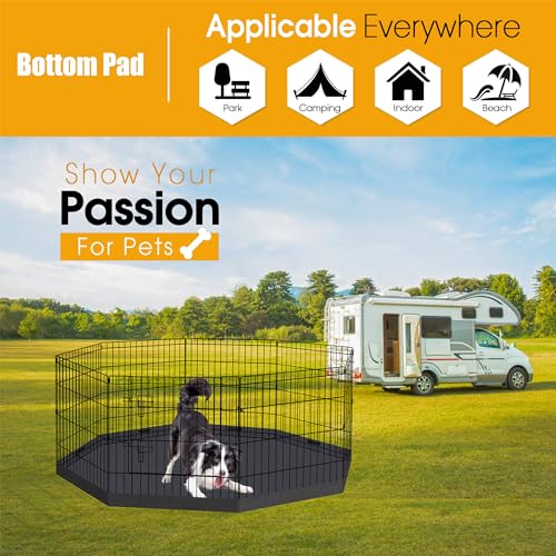Artmalle Dog Playpen Bottom Pad, 8-Panel 24-Inch Octagonal, Washable | Fits most 8-panel, 24-inch-wide octagonal dog pens; raised edges help contain hair, dirt and light spills. Cover only. - style: Bottom pad cover Black