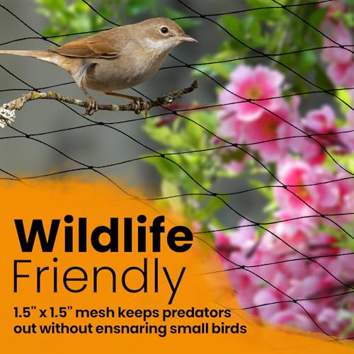 Heavy Duty Bird Netting for Chicken Coops & Runs | Tree & Garden Netting Mesh 1-1/2" | Keep Hawks, Birds & Predators Away | Bird Netting for Blueberry Bushes, Vegetables & Fruit (25' x 100') - size: 25 x 100 ft