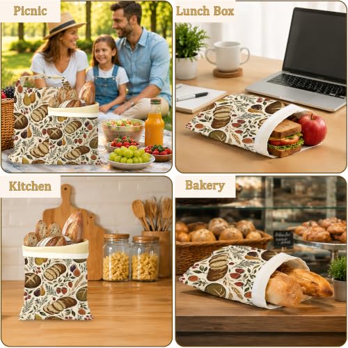 2 Pack Beeswax Linen Harvest Wheat Bread Bags, Reusable Fresh Keeping Bags for Sourdough & Baguette, Freezable Portable Bread Storage Container 17×13'' - color: Harvest Wheat