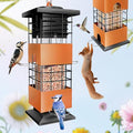 Squirrel Proof Bird Feeder,3.5Lb,4 Ports,Weight Activated,Easy Refill | Weight-Activated Shutoff Blocks Squirrels & Pigeons.Chew-Proof Build For All Weather.Large Capacity,Fast Refilling & Cleaning - color: Brown