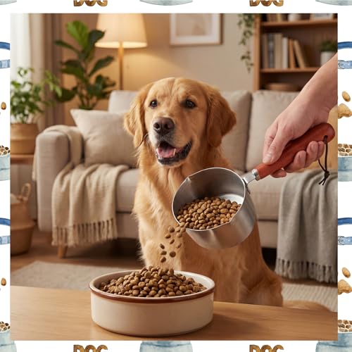 1 Cup Dog Food Scoop Dog Food Measuring Cups,1 Cup Measuring Cup Pet Food Scoop with Wooden Handle for Dog Cat Foods - size: 1 cup