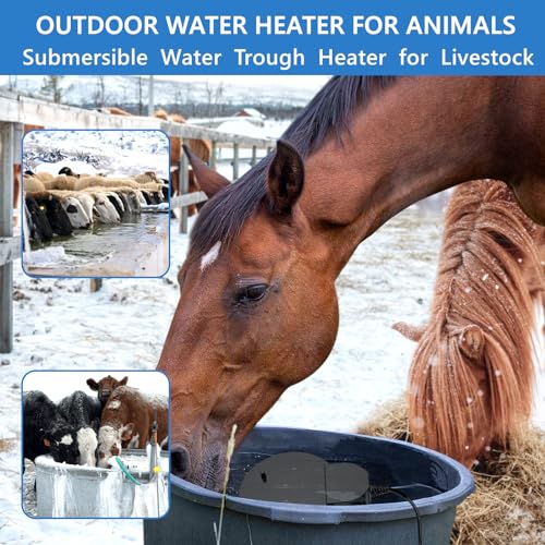 500W De-icer Submersible Bird Bath Heater - Ideal for Livestock, Poultry, Horses, Cows, Birds, Chicken Waterers - Winter Use - Aluminum Cast for Efficiency
