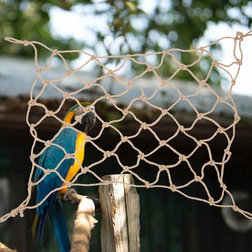 ORFOFE Bird Climbing Net Parrot Hanging Net Rope Hammock Pet Climbing Toy for Hamsters Parakeets Cockatiels Small Animals 21.65 X 17.32 in 4 Hooks