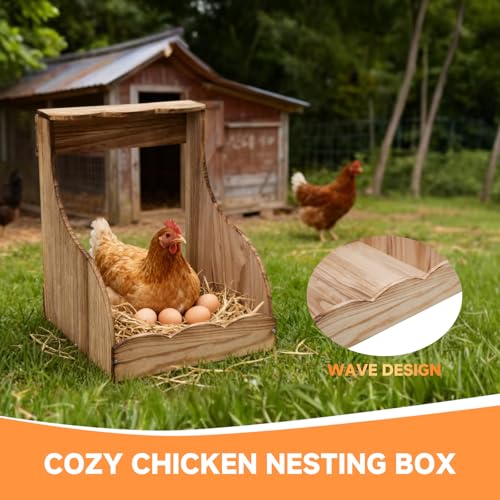 2 Pack Wooden Chicken Nesting Box for Laying Eggs, Hen Nesting Box Wall Mount for Chicken Coop, Versatile Use for Hens, Ducks, Chickens