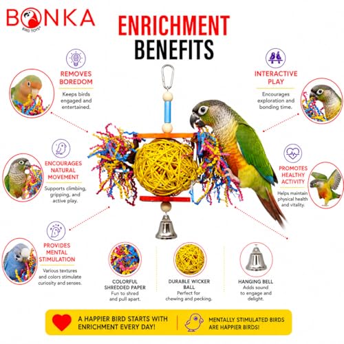 Bonka Bird Toys 1839 Foraging Star 7" High by 8" Wide, Medium Parrot Chew Shred Forage Cage Toy, Conure, Pionus, Quaker, and Similar Birds - size: Single