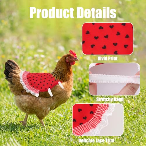 6Pcs Chicken Saddle Apron Lace Poultry Apron for Small Chickens | Breathable canvas fabric,adjustable elastic straps,full feather protection,fit small medium hens,smooth scratch-proof edges - color: Sweet Fruit & Plaid Series