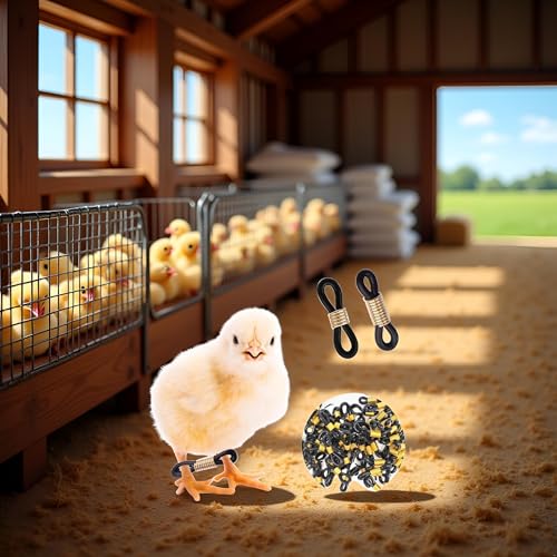 50 Pcs Chicken Leg Bands for Spraddle Leg Repair, Black Adjustable Baby Chick Splay Leg Correctors for Poultry/Ducks | Non-Slip Hobble Braces,Poultry Care Supplies, Veterinary Rehabilitation Tools