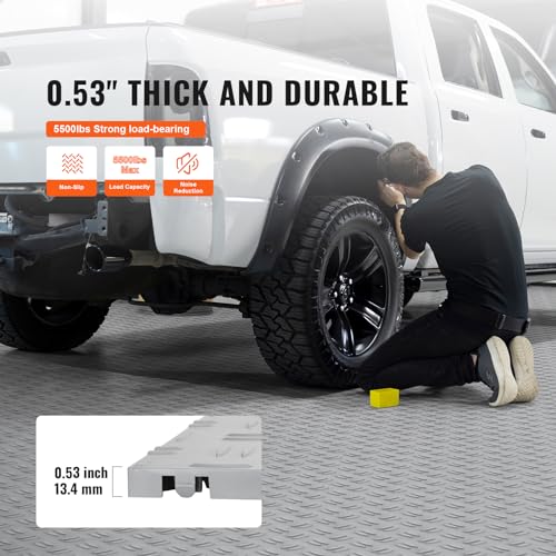 VEVOR Garage Floor Tiles 12 x 12 x 0.53 inch, Interlocking Design Ease of Installation Double-Sided Texture Non-Slip Sturdiness, for Garages, Basements, Repair Shops, Silver, 50 Pack | Easy Installation Double-Sided Texture Non-Slip Sturdiness, Premium PP