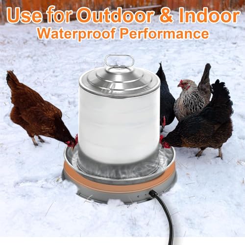 Poultry Chicken Water Heater: Chicken Water Heater Base for Winter, for Plastic/Metal Poultry Watere Under 3 Gallons(11 inch), Heated Waterer for Chickens 125W - size: 11 inch (1-Pack)