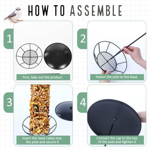 2 Pcs Cylinder Bird Feeder Outdoor Seed Cake Feeder Metal Suet Cake Holder Backyard Wild Birdfeeding Bird Feeders for Outdoors Garden(Black) - color: Black