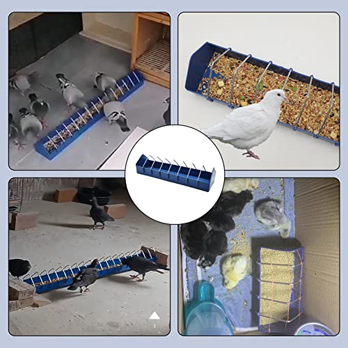 2PCS Pigeon Feeder, Bird Dispenser Slot Container, Poultry Plastic Thick Trough Dish Less Waste with Removable Steel Wire Partition for Pigeons Quails Birds Chicks Ducklings - size: L:15.7 x 4 x 3 inches