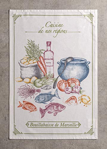 Maison d' Hermine Kitchen Towels Set of 3 Reusable 100% Cotton 27.50" x 20" | Cloth Tea Dish Towels Absorbent with Hanging Loop for Kitchen Dining Party Wedding Hotel Home Spring Summer - Gastronomie - color: 051 - Gastronomie