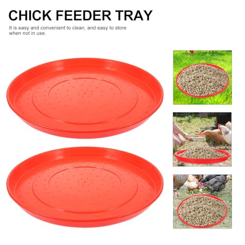 2 Pcs Poultry Feeding Tray and Water Feeder Plate Plastic Chick Feeder Pads for Chicken Coop Farm Use 310Mm Diameter Round Non-Toxic Plastic