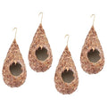 POPETPOP 4 Pcs Artificial Bird Nest Hanging Straw Bird House Grass-Woven Nest for Patio Garden Indoor Outdoor Decoration 9.05 X 2.75 X 3.14 in for Lovers
