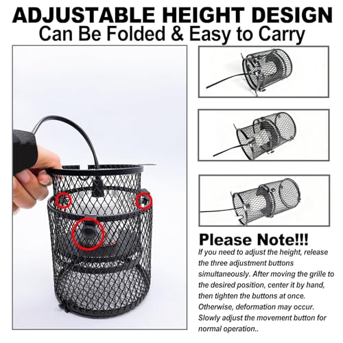 kathson 2 PCS Retractable Reptile Heat Lamp Guard,Reptile Anti-Scald Mesh Cage Guard Lampshade,Ceramic Heat Emitter Heat Lamp Shade Fixture for Snake Lizard Turtle Frog,Without Bulb - size: 2 PCS | Retractable Reptile Heat Lamp Guard