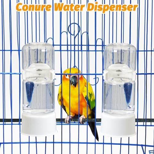 BNOSDM Automatic Bird Water Dispenser 2 Pcs No Mess Parrot Cage Water Feeder Drinker Suspended Bird Drinking Device Parakeet Cage Accessories for Budgies, Cockatiel, Conure, Canary, Finch (White) - color: 2 Pcs White Automatic Bird Water Dispenser