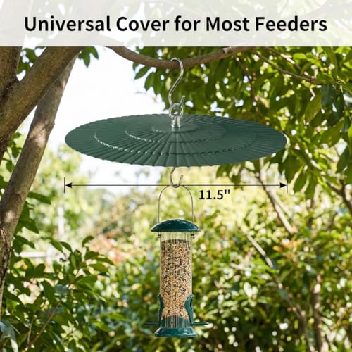 11.5" Metal Bird Feeder Rain Guard - Green | Umbrella Cover Dome Shield for Garden Bird Feeders - Weatherproof Shade Baffle to Blend with Nature - color: Green